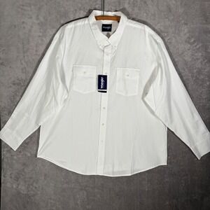 NWT Wrangler Western Shirt Men's Big & Tall 3X Classic Fit Long Sleeve White